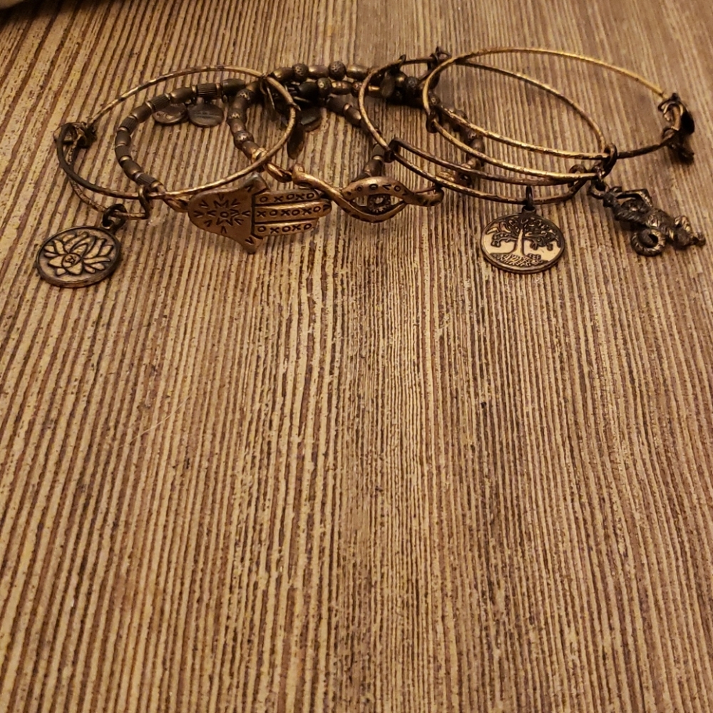 Alex and ani bracelets set of 5 used brass